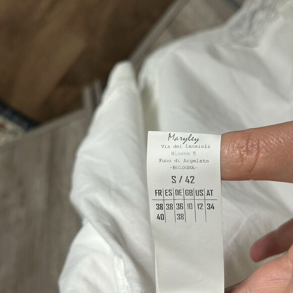 Maryley Dress White Mini Lace Trim Short Romantic Whimsy Made in Italy Size 12 - Picture 7 of 9